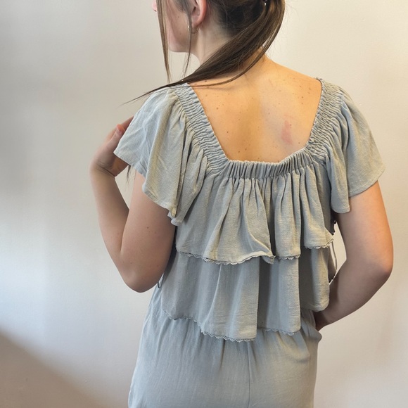 Chic Gray Ruffled Matching Set - Picture 4 of 4